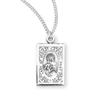 7 8 Inch Sterling Silver Square Our Lady Of Mt Carmel Medal With 18 Inch Chain