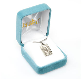 7/8-inch Sterling Silver Square Our Lady of Mt. Carmel Medal with 18-inch Chain