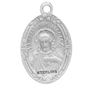 3/4-inch Sterling Silver Scapular Medal with 18-inch Chain