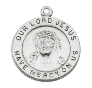 Sterling Silver Round Lord Jesus Christ Medal