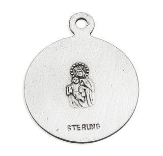 3/4-inch Sterling Silver Round Sacred Heart of Jesus Medal with 18-inch Chain