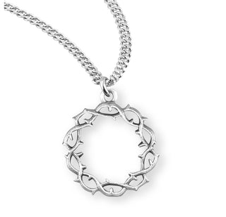 1 Inch Sterling Silver Crown Of Thorns With 20 Inch Chain