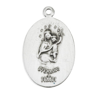 7/8-inch Sterling Silver Scapular Medal with 18-inch Chain