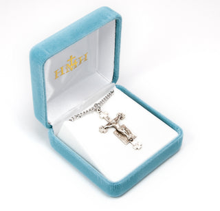 Sterling Silver Angels Crucifix with Cross Tips