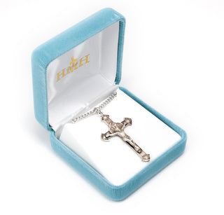 1 3/4-inch Sterling Silver Crucifix with 24-inch Chain