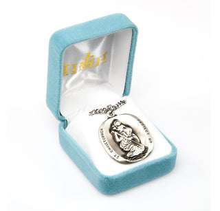 Sterling Silver Rounded Edge Square St. Christopher Medal