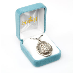 Saint Christopher Rounded Cross Sterling Silver Medal