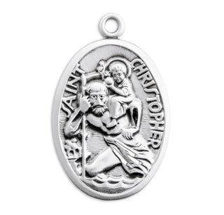 Sterling Silver Oval St. Christopher Medal