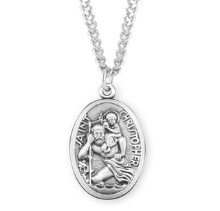 Sterling Silver Oval Saint Christopher Medal