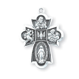 13/16-inch Sterling Silver 4-Way Medal with 18-inch Chain - SALE