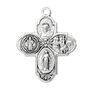 Saint Benedict Sterling Silver Four Way Medal
