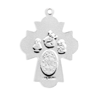 13/16-inch Sterling Silver 4-Way Medal with Chalice in Center with 18-inch Chain