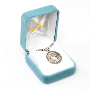 Sterling Silver Round St. Christopher/St. Raphael Medal