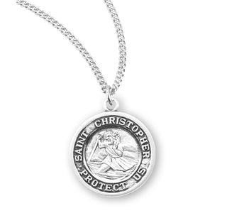 Sterling Silver Round Saint Christopher Medal