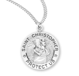 Sterling Silver Round Saint Christopher Medal