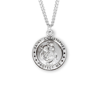 Sterling Silver Round Saint Christopher Medal