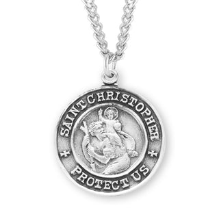 Sterling Silver Round Saint Christopher Medal