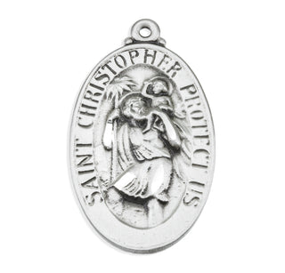 Sterling Silver Oval St. Christopher Medal