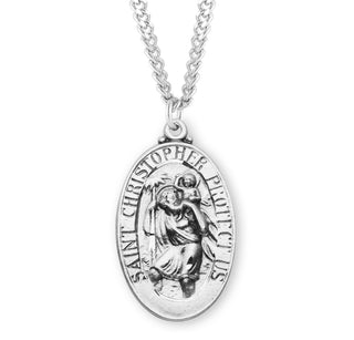 Sterling Silver Oval Saint Christopher Medal