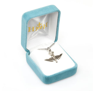 13/16-inch Sterling Silver Holy Spirit Medal with 20-inch Chain