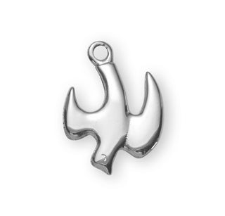 11/16-inch High Polished Sterling Silver Holy Spirit Medal with 18-inch Chain