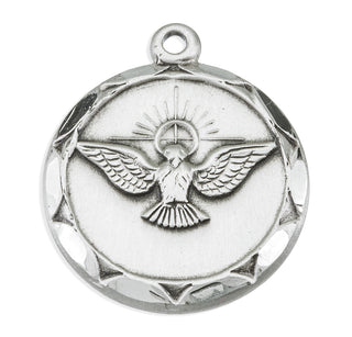 Holy Spirit Round Sterling Silver Medal