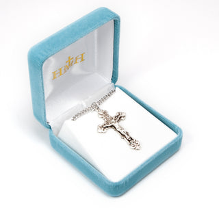 Sterling Silver Filigree Scroll Relief Design Crucifix