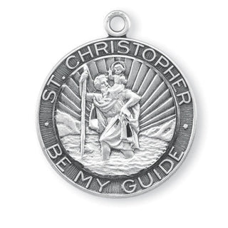 Sterling Silver Round St. Christopher Medal - SALE