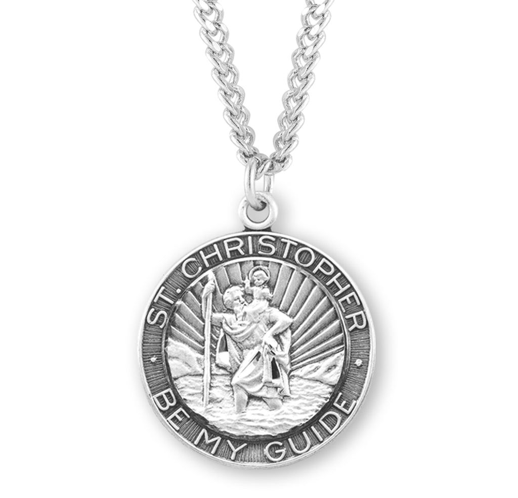 Sterling Silver Round Saint Christopher Medal – CatholicShop.com