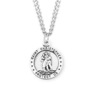 Sterling Silver Round Saint Christopher Medal