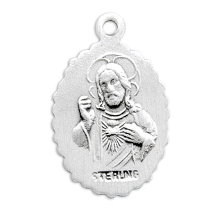 5/8-inch Sterling Silver St. Jude Medal with 18-inch Chain