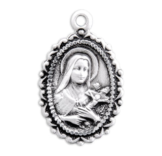 5/8-inch Sterling Silver St. Therese Medal with 18-inch Chain