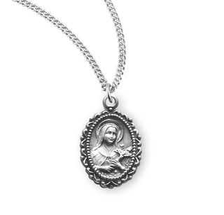 5 8 Inch Sterling Silver St Therese Medal With 18 Inch Chain