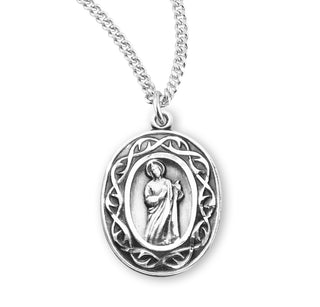 15 16 Inch Sterling Silver St Jude Medal With 18 Inch Chain