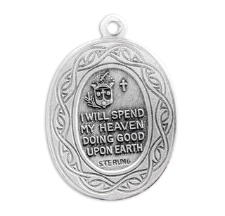15/16-inch Sterling Silver St. Therese Medal with Carmelite Back 18-inch Chain