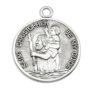 Sterling Silver Round St. Christopher Medal