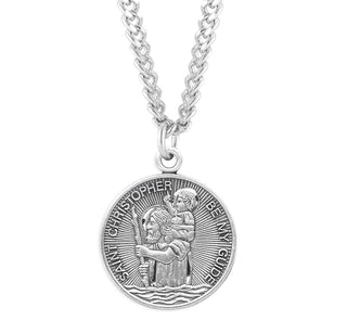 Sterling Silver Round Saint Christopher Medal