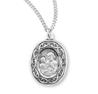 15 16 Inch Sterling St Joseph Medal With 18 Inch Chain