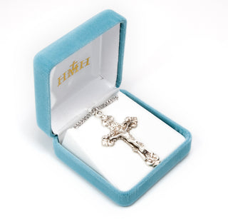 Sterling Silver 2 1/4-inch Crucifix W/Fancy Scroll Work 24-inchCh-Bxd