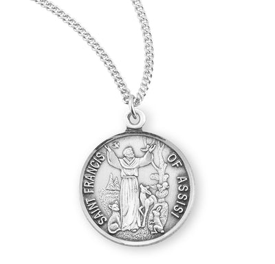 7/8-inch Sterling Silver St. Francis Medal with 18-inch Chain