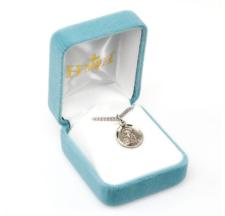 5/8-inch Sterling Silver Guardian Angel Medal with 18-inch Chain