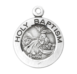 Sterling Silver Round Shaped Holy Baptism Medal