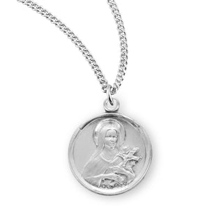 5 8 Inch Sterling Silver St Therese Medal With 18 Inch Chain 1