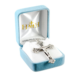 2 1/8-inch Sterling Silver Crucifix with 24-inch Chain