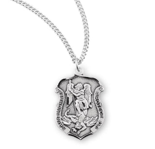 Sterling Silver Badge Shaped St Michael Medal 2