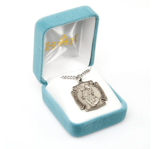 1 1/16-inch Sterling Silver St. Florian Medal with 24-inch Chain