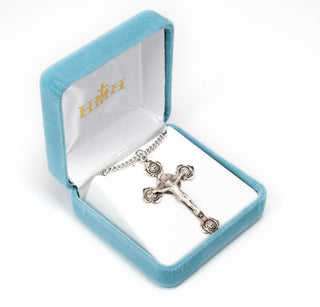 1 15/16-inch Sterling Silver Crucifix with 24-inch Chain