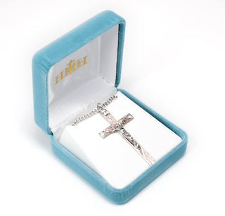 High Polished Pink Enameled Sterling Silver Crucifix