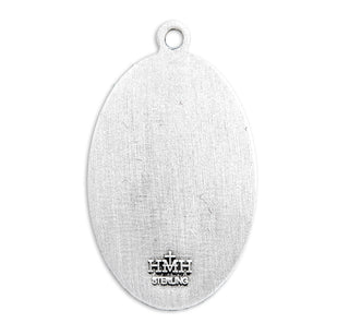 Saint Michael Sterling Silver Oval Shield Medal