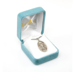 Saint Michael Sterling Silver Oval Shield Medal